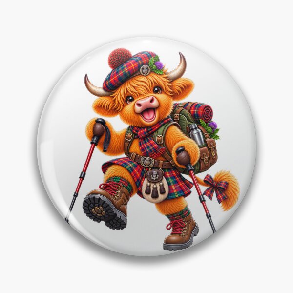 Item preview, Cute Scottish Highland Cow Hiking in Tartan Kilt designed and sold by MaedK.