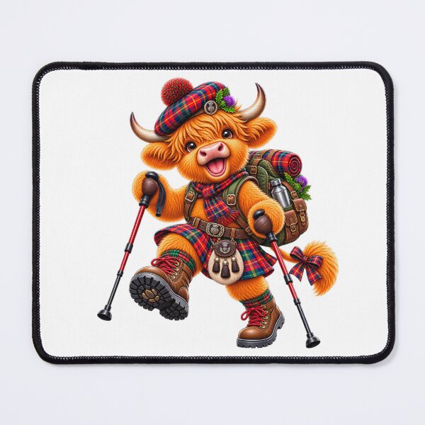 Item preview, Cute Scottish Highland Cow Hiking in Tartan Kilt designed and sold by MaedK.