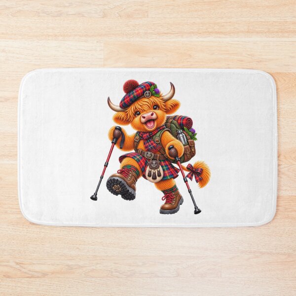 Item preview, Cute Scottish Highland Cow Hiking in Tartan Kilt designed and sold by MaedK.