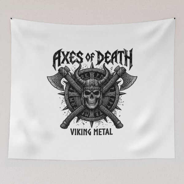 Item preview, Axes of Death Viking Metal Warrior Skull Norse Runes designed and sold by mulliere.