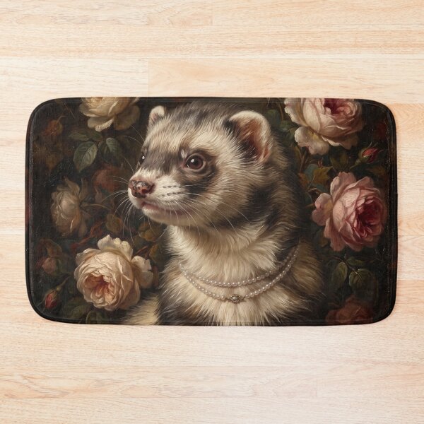 Item preview, Regal Ferret Portrait with Pearl Necklace designed and sold by Real Beast Art.