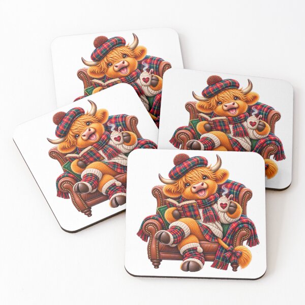 Item preview, Cute Scottish Highland Cow Reading Book in Comfy Chair designed and sold by MaedK.