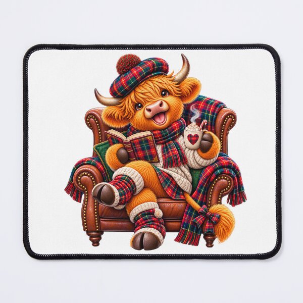 Item preview, Cute Scottish Highland Cow Reading Book in Comfy Chair designed and sold by MaedK.