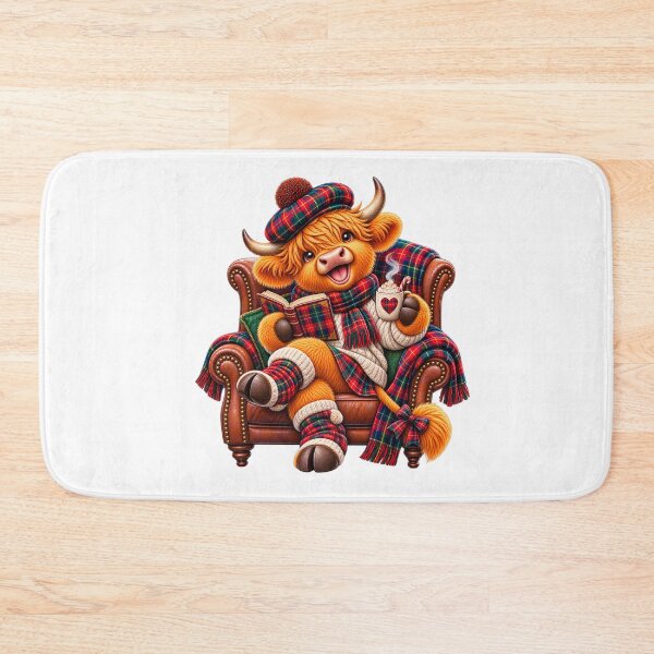 Item preview, Cute Scottish Highland Cow Reading Book in Comfy Chair designed and sold by MaedK.