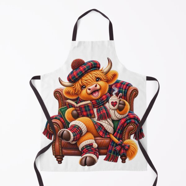 Item preview, Cute Scottish Highland Cow Reading Book in Comfy Chair designed and sold by MaedK.