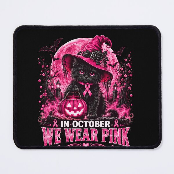 Item preview, breastcancer Pink Halloween Black Cat Moon Graphic designed and sold by anapldv.