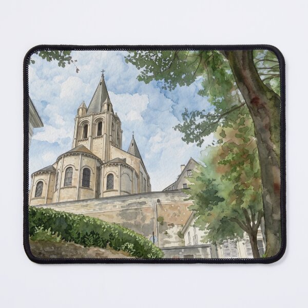 Item preview, Loire Valley Romanesque Church — French Village digital Watercolor born from real photography designed and sold by M.ALK.Watercolor.