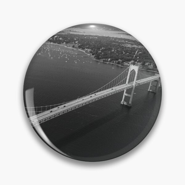 Item preview, Newport Bridge, Narragansett Bay, Rhode Island aerial bird's eye view panoramic black and white photograph designed and sold by Astrid Arkhangelsky.