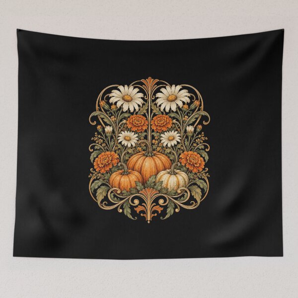 Item preview, autumn pumpkin floral ornate harvest wreath art designed and sold by anapldv.