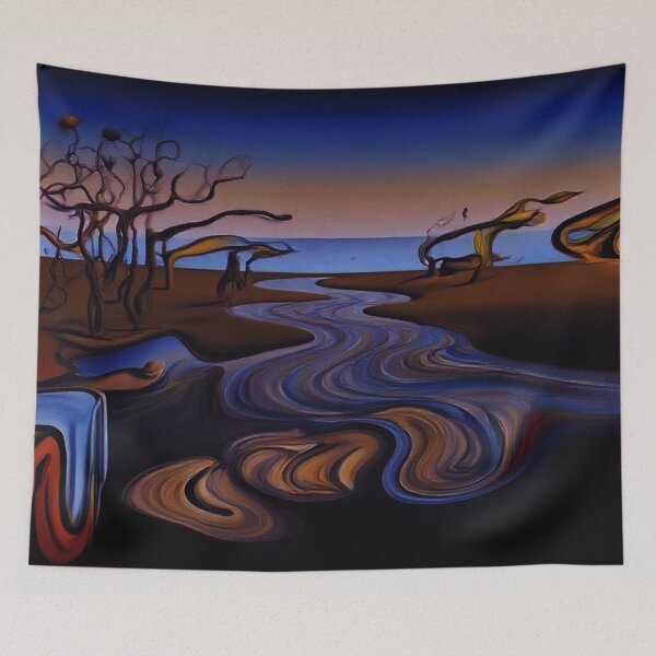Item preview, Surreal River Landscape - Dali Style Melting Horizon Artworksu designed and sold by BLUESKY11a.