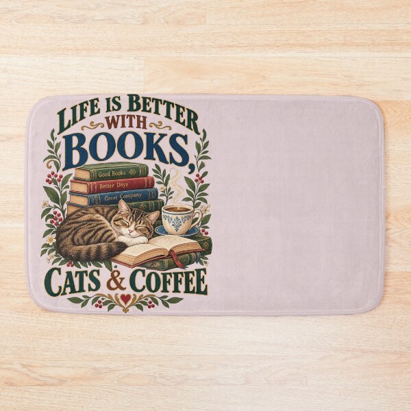 Item preview, La vida es mejor con libros, amigos felinos y café. designed and sold by taiche.