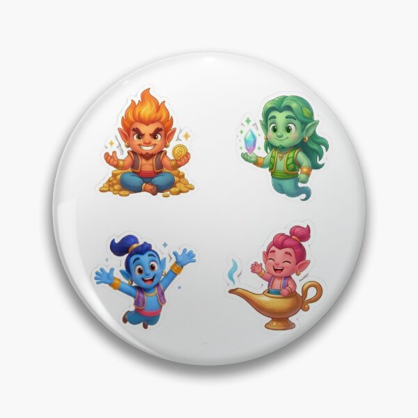 Item preview, Cute Elemental Genie Spirits Sticker Pack designed and sold by WhimsicalStudioArt.