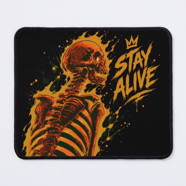 Item preview, Fiery Red Skeleton Stay Alive Crown Graphic designed and sold by Munib302.