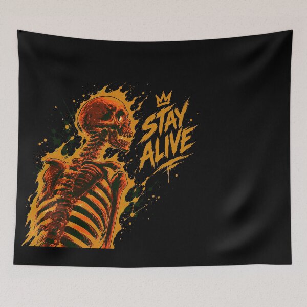 Item preview, Fiery Red Skeleton Stay Alive Crown Graphic designed and sold by Munib302.