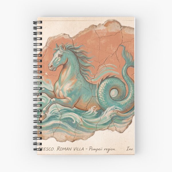 Item preview, Ancient Roman Hippocampus Fresco - Mythological Sea Horse Art designed and sold by codex antique.