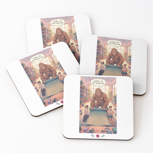 Item preview, Sorry, My Mat Runs Big - Funny Bigfoot Yoga Studio Sasquatch Comic Design designed and sold by Whimsy Trail Co.