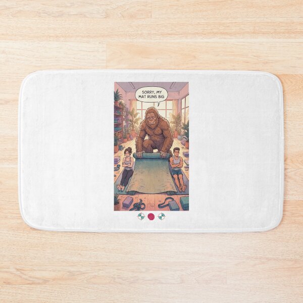 Item preview, Sorry, My Mat Runs Big - Funny Bigfoot Yoga Studio Sasquatch Comic Design designed and sold by Whimsy Trail Co.