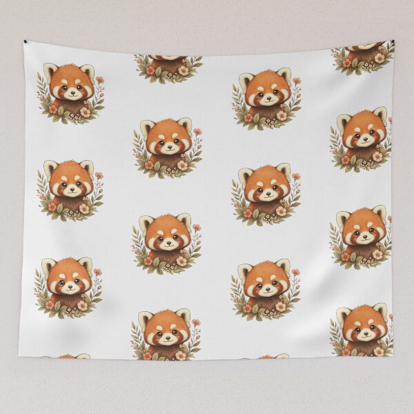 Item preview, Kawaii Red Panda Botanical Art designed and sold by Animepopstudio.