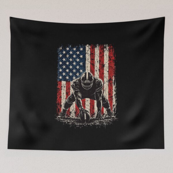 Item preview, football Patriotic Gridiron Player With American Flag designed and sold by anapldv.