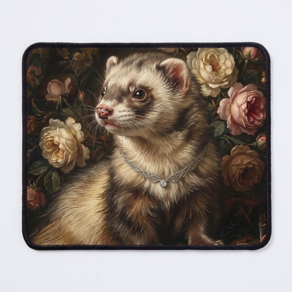 Item preview, Regal Ferret Portrait with Diamond Necklace designed and sold by Real Beast Art.