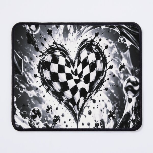 Item preview, Checkered Heart in Black and White Swirl designed and sold by CyndiEpps.