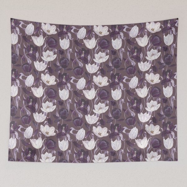 Item preview, Dusty Purple Tulip Floral Pattern | Solitude Quote ❝I am Alone❞ designed and sold by ​Jyoti Digital Artist.
