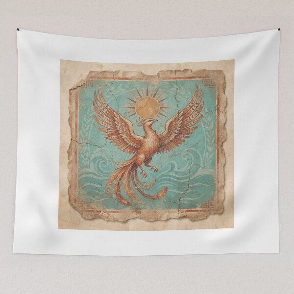 Item preview, Ancient Roman Phoenix Fresco - Mythological Bird Art designed and sold by codex antique.