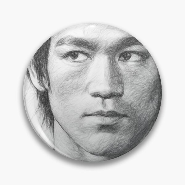 Item preview, Black and White Pencil Sketch Portrait of a Martial Arts Legend Fine Art Print designed and sold by Leon Woods Pencil Art.