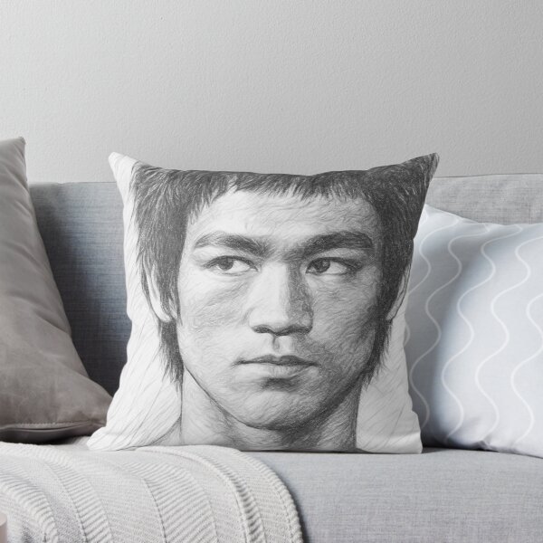 Item preview, Black and White Pencil Sketch Portrait of a Martial Arts Legend Fine Art Print designed and sold by Leon Woods Pencil Art.