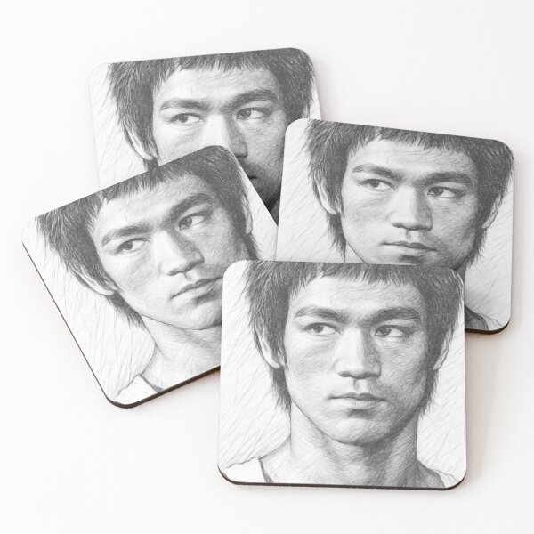 Item preview, Black and White Pencil Sketch Portrait of a Martial Arts Legend Fine Art Print designed and sold by Leon Woods Pencil Art.