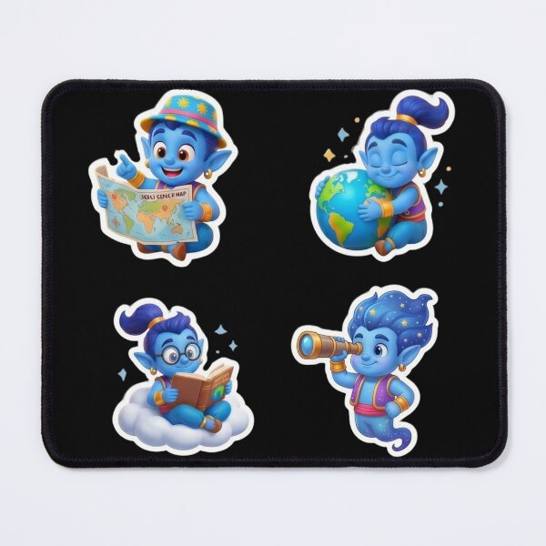 Item preview, Cute Blue Genie Explorer & Adventure Sticker Pack designed and sold by WhimsicalStudioArt.