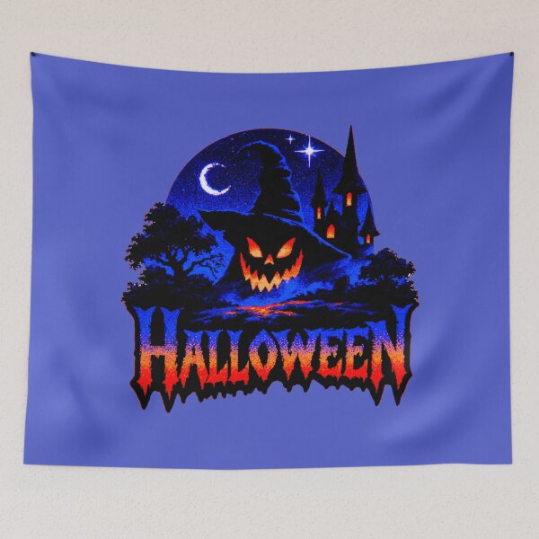 Item preview, Spooky Halloween Night Haunted House Neon Glow designed and sold by MythicMood.