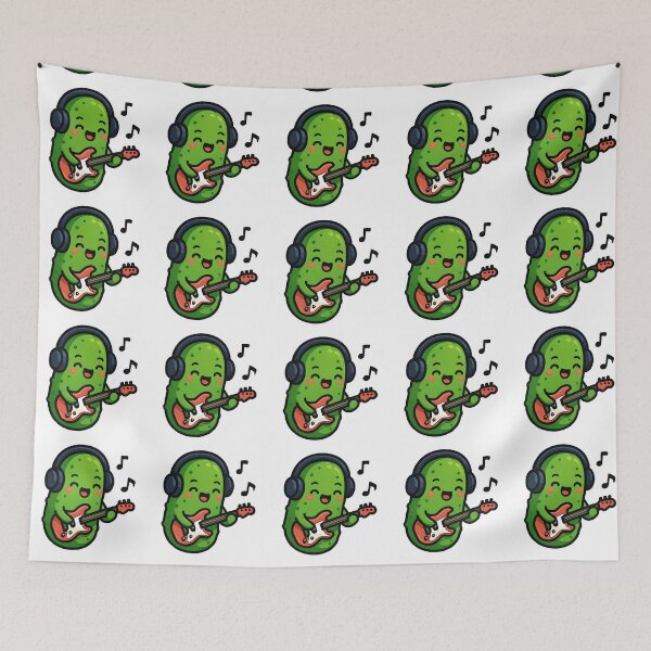 Item preview, Rock On – Funny Rockstar Pickle Guitar designed and sold by Basma Designs | Retro, Kawaii Shirts & Stickers.