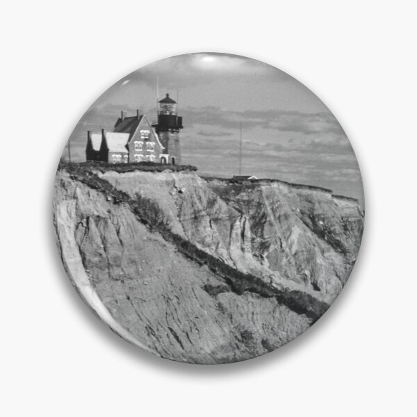 Item preview, Southeast Lighthouse, Monhegan Bluffs, Block Island, Rhode Island Atlantic Ocean seascape black and white photograph designed and sold by Astrid Arkhangelsky.
