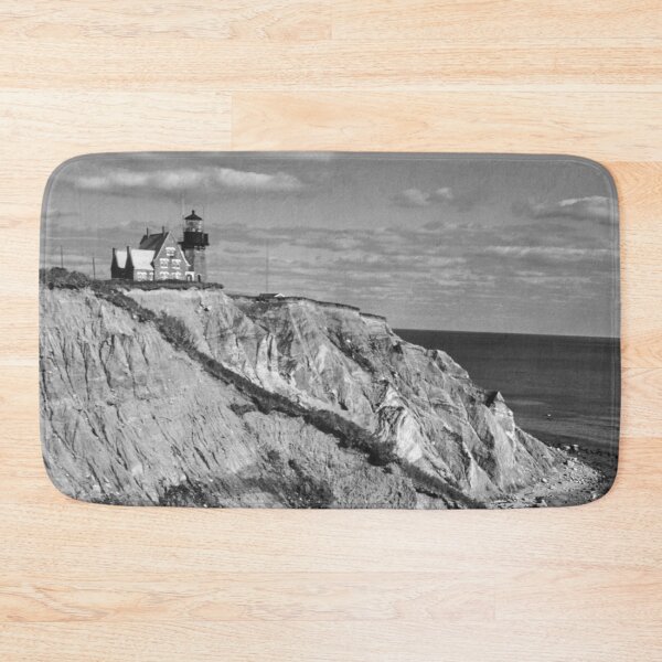 Item preview, Southeast Lighthouse, Monhegan Bluffs, Block Island, Rhode Island Atlantic Ocean seascape black and white photograph designed and sold by Astrid Arkhangelsky.