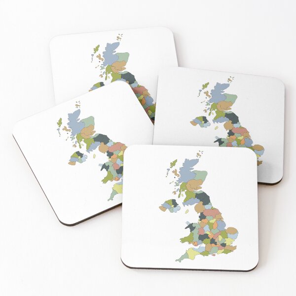 Item preview, Beige & Green Counties UK Map - Colourful Counties Line Art designed and sold by iampaulmorris.