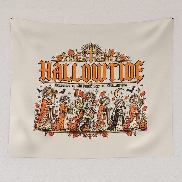 Item preview, Catholic Hallowtide Shirt, All Saints & All Souls Day Tee, Vintage Catholic Faith Gift, Autumn Religious Shirt designed and sold by Cchotlan.