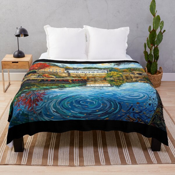 Item preview, Salterhebble Watermill in Van Gogh Style - Autumn Canal Landscape designed and sold by ArtworkNorth.