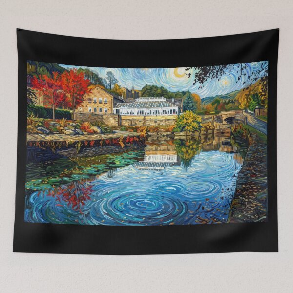 Item preview, Salterhebble Watermill in Van Gogh Style - Autumn Canal Landscape designed and sold by ArtworkNorth.