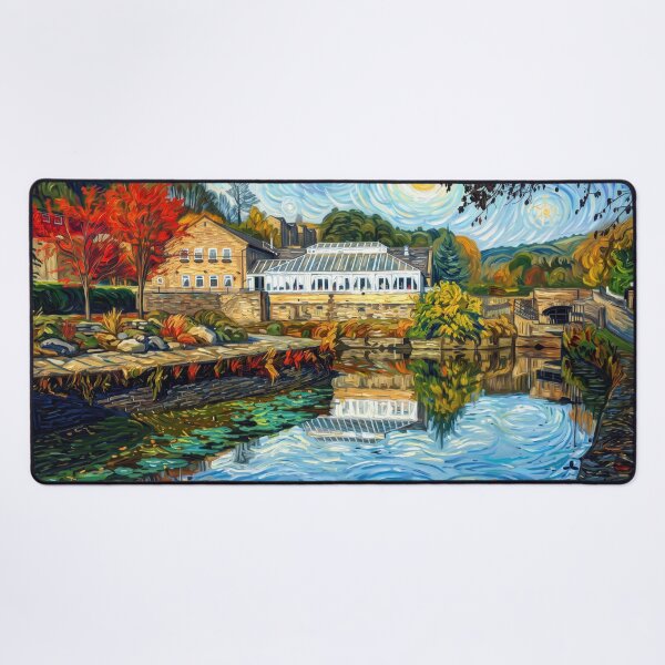 Item preview, Salterhebble Watermill in Van Gogh Style - Autumn Canal Landscape designed and sold by ArtworkNorth.