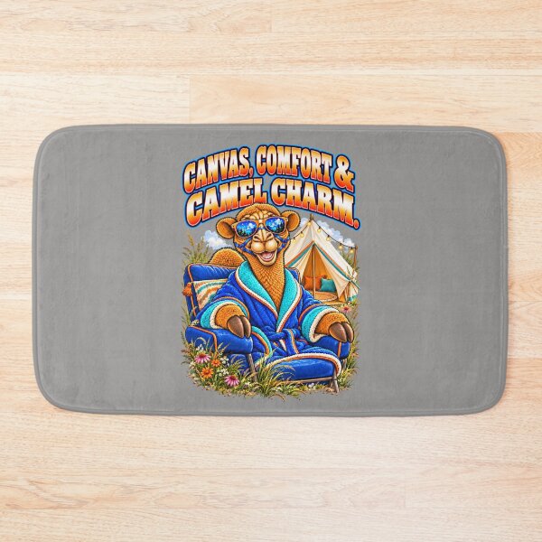 Artikelvorschau, Canvas, Komfort & Kamel-Charme – Lustiges Kamel-Camping-T-Shirt – Lustiges Kamel-T-Shirt mit Tiermotiv entworfen und verkauft von Camel & Quirk.