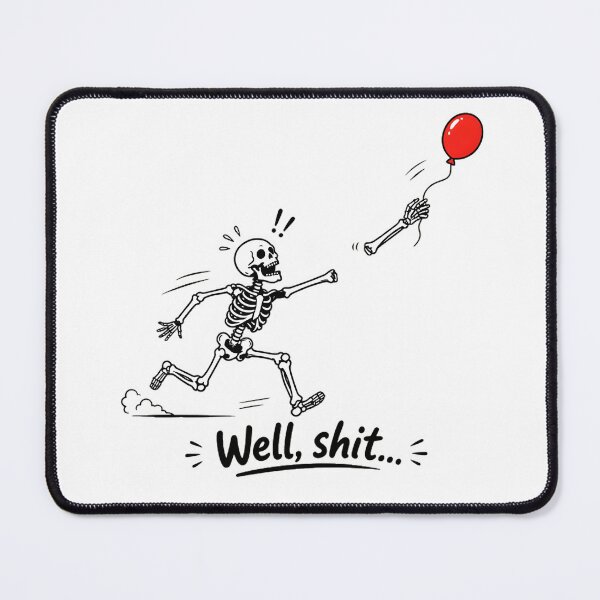 Item preview, Well Shit Funny Skeleton Flying Balloon Detached Arm Halloween Meme designed and sold by Moad Fahim.