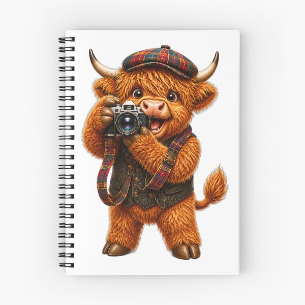 Item preview, Cute Scottish Highland Cow Photographer with Vintage Camera designed and sold by MaedK.