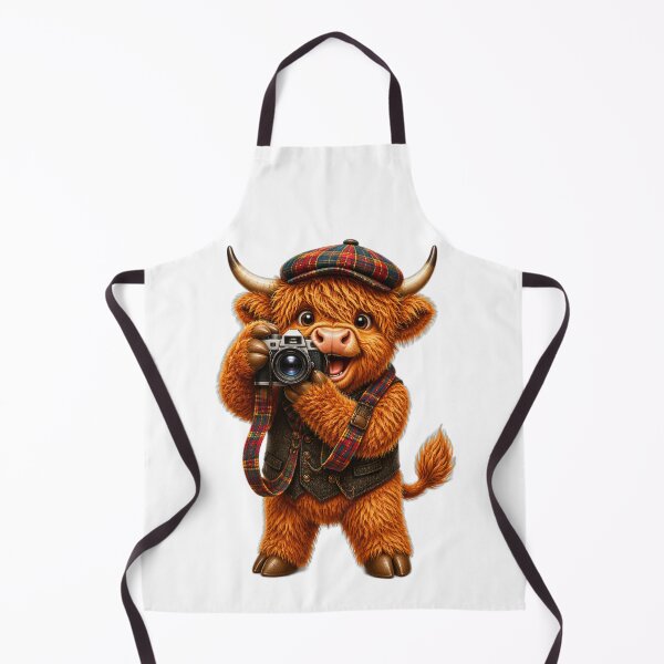 Item preview, Cute Scottish Highland Cow Photographer with Vintage Camera designed and sold by MaedK.