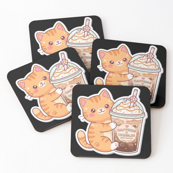 Item preview, Caffeine & Cuddles - Cute Kawaii Cat Iced Coffee Sticker designed and sold by WhimsicalStudioArt.