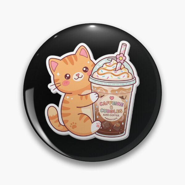 Item preview, Caffeine & Cuddles - Cute Kawaii Cat Iced Coffee Sticker designed and sold by WhimsicalStudioArt.