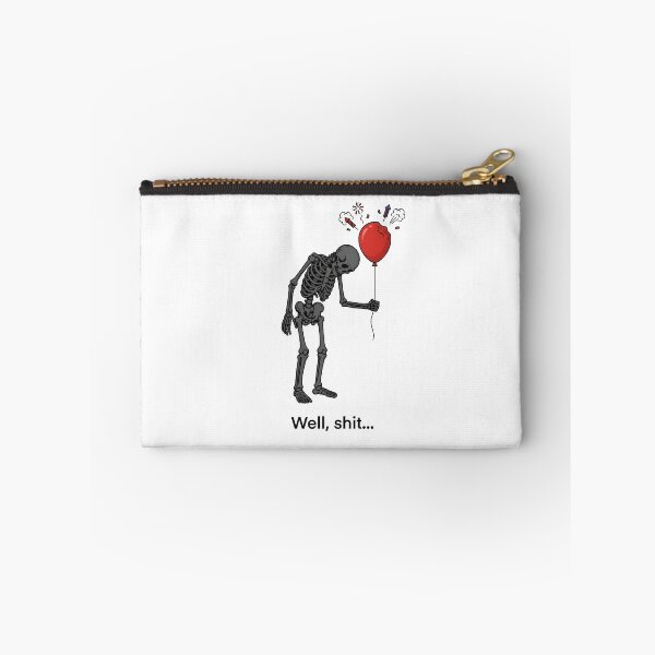 Item preview, Well Shit Funny Skeleton Red Balloon Fireworks Halloween Meme designed and sold by Moad Fahim.