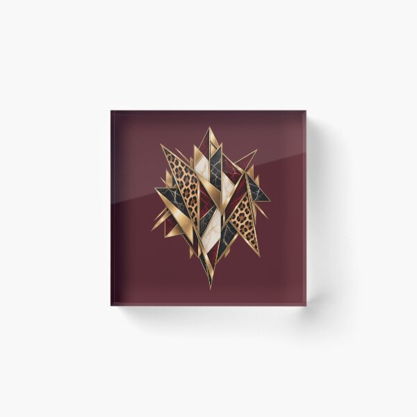 Item preview, Prism Instinct – Neo Deco Leopard Geometry in Gold and Oxblood designed and sold by Anyshca.
