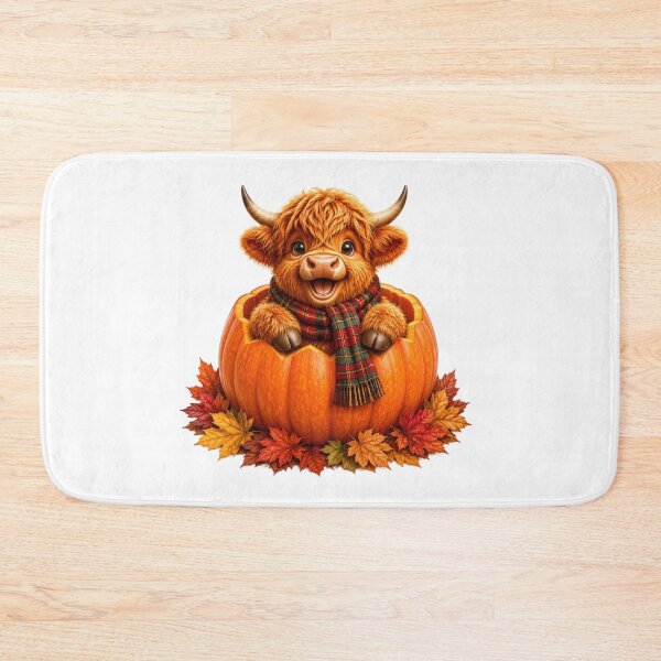 Item preview, Cute Scottish Highland Cow in Pumpkin with Tartan Scarf designed and sold by MaedK.