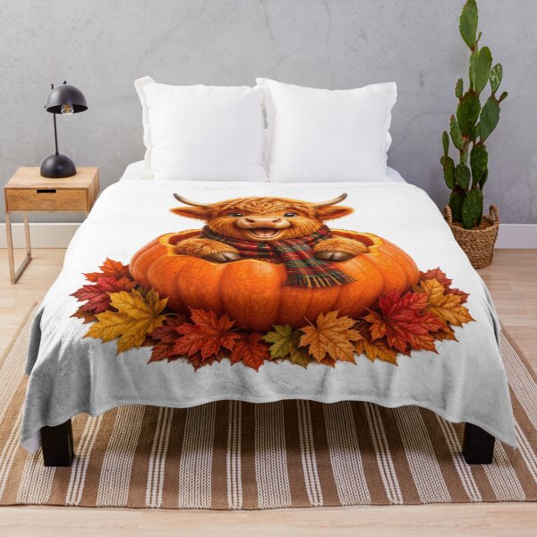 Item preview, Cute Scottish Highland Cow in Pumpkin with Tartan Scarf designed and sold by MaedK.